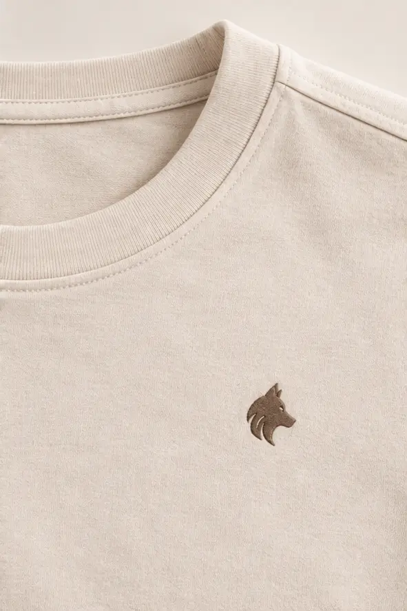 Camiseta essencial Laurent Richard, off-white, detalhe