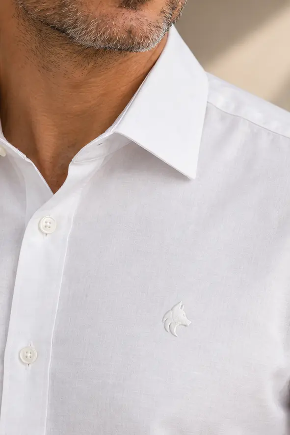 Camisa social Laurent Richard, branco, detalhe